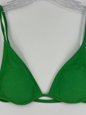 Pac Sun Swim Womens Small String Bikini Top Green Textured Stripes Adjustable